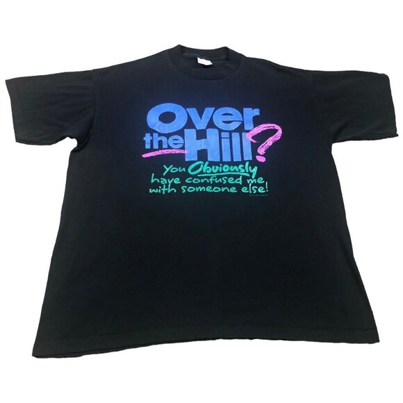 Vintage‎ 90s Over the Hill Hallmark Comedy Black Shirt Adult Size Large - Picture 1 of 4